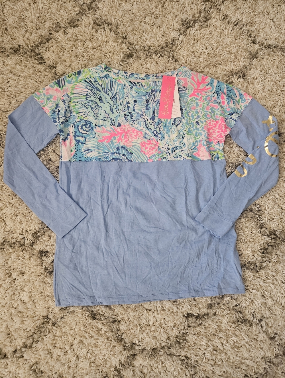 NWT Lilly Pulitzer Finn Long Sleeve Top Multi Sink Or Swim, Size XXS - Picture 2 of 4